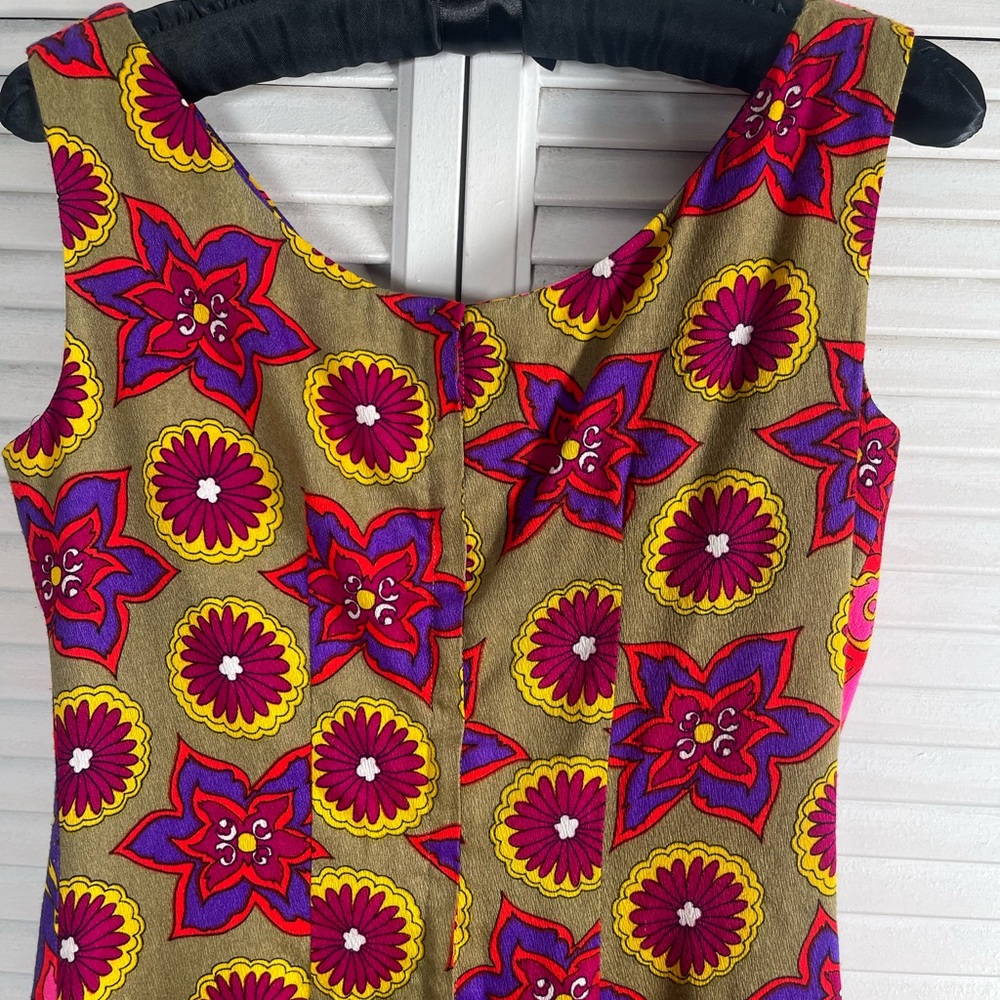 Vintage Lauhala Hawaiian Maxi Dress β Psychedelic Floral Print - Picture 6 of 13